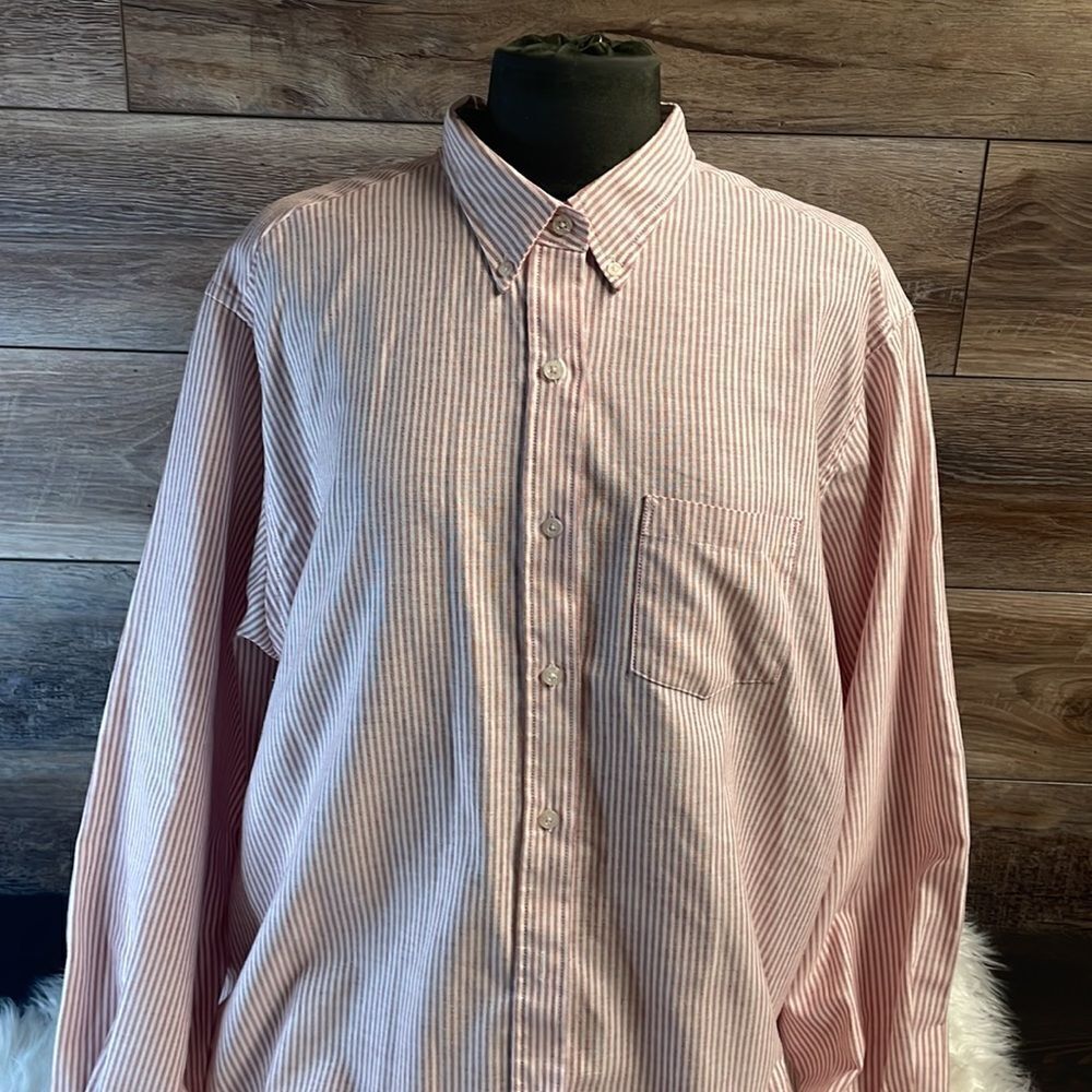 VanHeusen for Her Womens Striped Button Up Dress Shirt Pink White Size 26